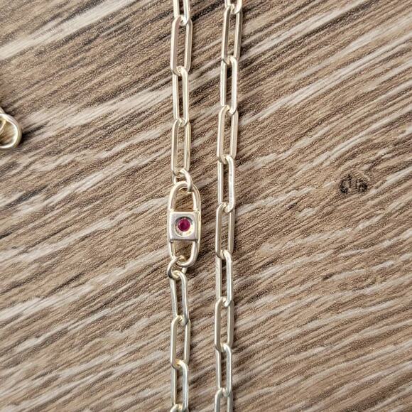 ELLE 925 Sterling Silver Paperclip Chain Necklace 32" - Picture 9 of 10